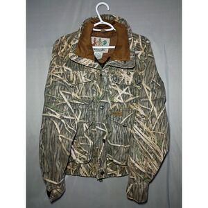 Herters Mossy Oak Shadow Grass Camo Coat Sz M Double Zip Waterproof Coated Duck